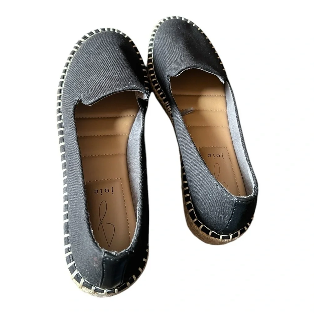 Joie Cara Black Flat Canvas Espadrille Shoes - Size 8M